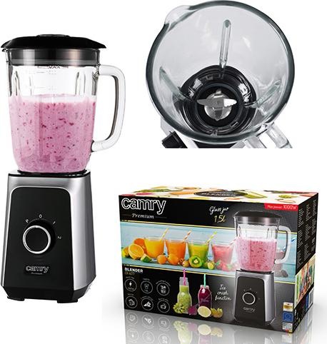 Produktbild Camry Mixer CR 4077 Tabletop, 500 W, Jar material Glass, Jar capacity 1.5 L, Ice crushing, Black / Stainle (EU-Stecker, 500 W)