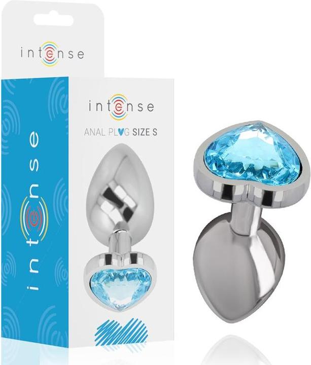 Actual product image Intense Anal Plug Metal Aluminium Heart N Blue Size S