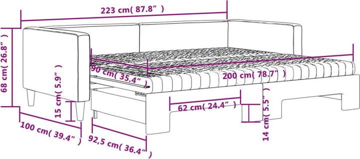 Image du produit vidaXL ausziehbares Tagesbett (90 x 200 cm)