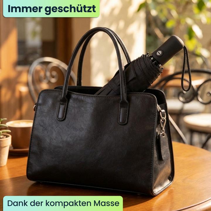 Produktbild Ideoon Kompakter Automatik-Regenschirm in Schwarz - Ø 95cm - Windfester Taschenschirm mit Fiberglas