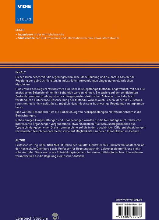 Produktbild Hochdynamische Regelung elektrischer Antriebe (Deutsch, Uwe Nuss, 2017)