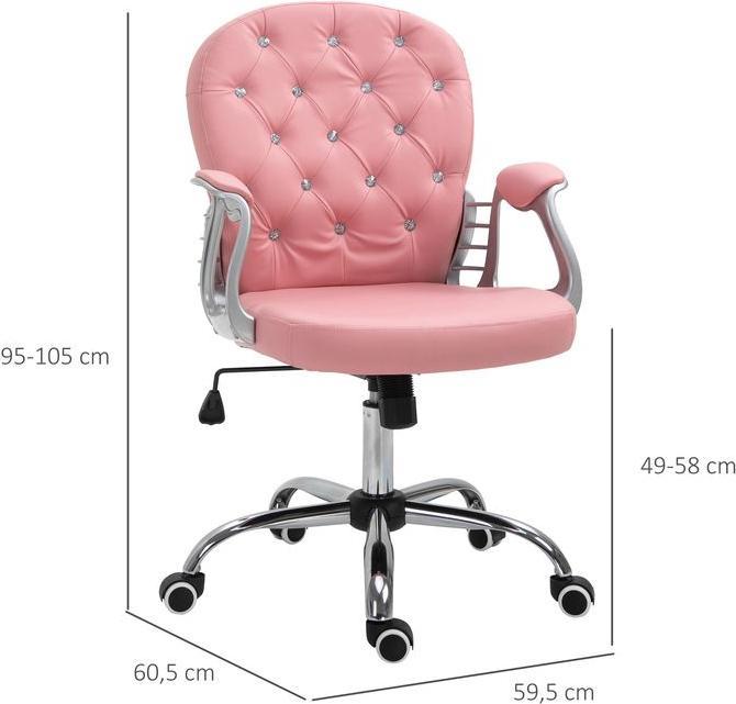 Image du produit Swisshandel24 Chaise de bureau dossier ergonomique rembourré, rose, PU (49 - 58 cm)