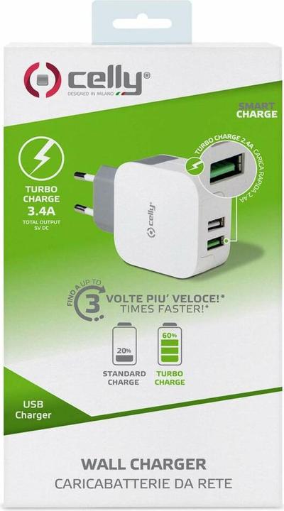 Actual product image Celly Charger 17 Watt 2xUSB white (17 W)