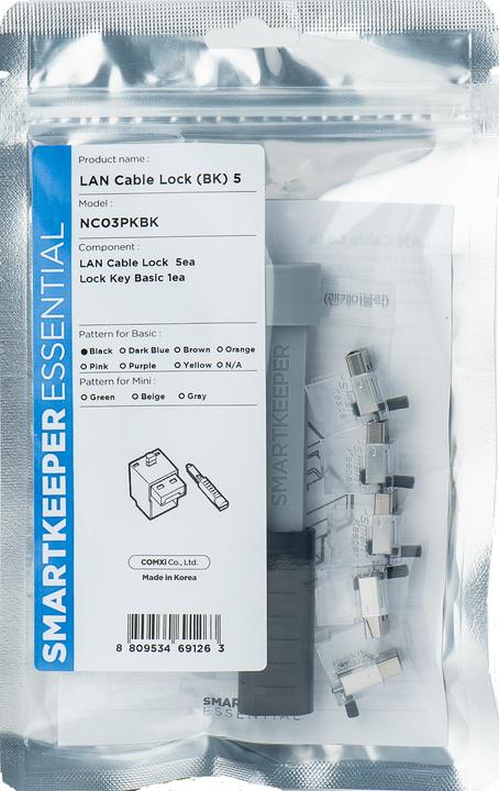 Image du produit Smart Keeper 5 x verrous de câble LAN avec 1 clé de type BASIC