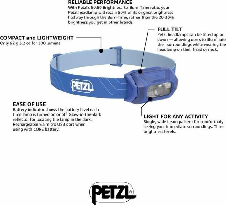 Immagine prodotto Petzl Lampada frontale Tikkina blu (300 lm)