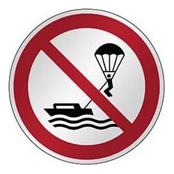 Brady, Etiketten, P/P066/NT/RFL-DIA395-1, ISO Sicherheitsschild - Parasailing verboten, Laminierter Polyester