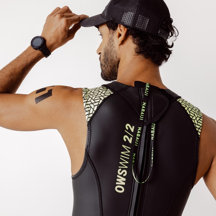 Image du produit Nabaiji Open water swimming wetsuit - Men's Neoprene LongJohn - 2/2 mm - black/green (2/2 mm, 48)