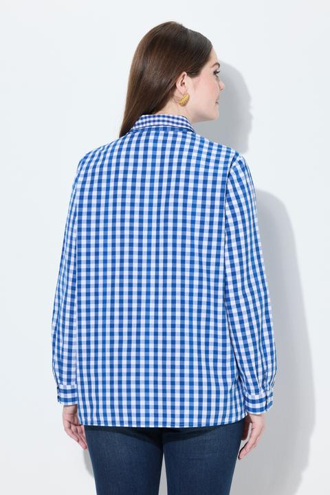 Immagine prodotto Ulla Popken Camicia a quadri con colletto da camicia, maniche lunghe e linguetta per risvolto (42, 44)