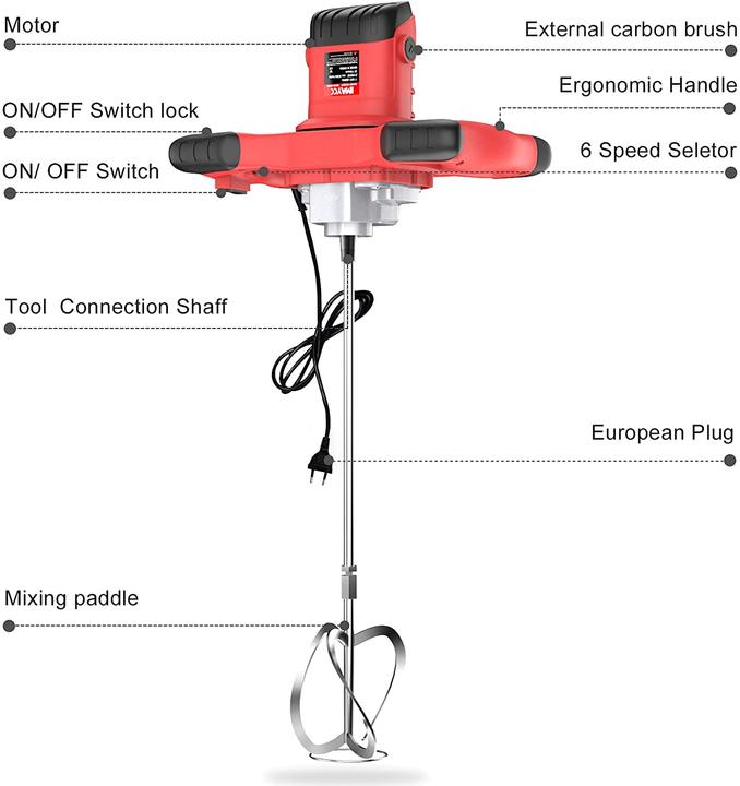 Actual product image Imaycc Concrete mixer, 2100W with M14 mixer adapter