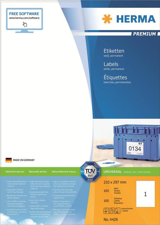 Productafbeelding HERMA Universele etiketten A4
