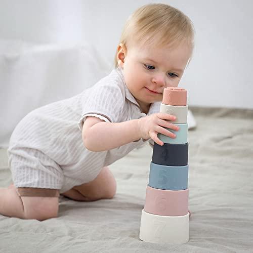 Actual product image Activity Board Baby Stacking Cup Toy, Fun Educational Stacking Cup Silicone Soft and Teething