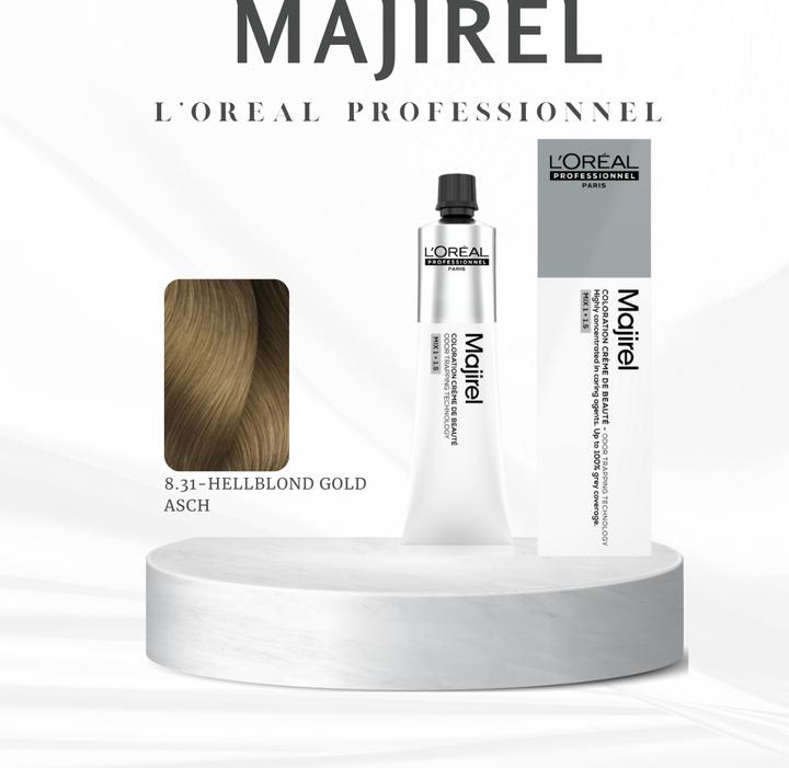 Image du produit L'Oréal Professionnel L'Oréal Majirel 8,31 Hellblond Gold Asch 60 ml (8,31 Cendre d'or blonde claire)