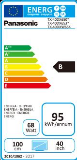Energie-Label Panasonic Tx-40dxw654 (40", LCD, 4K)