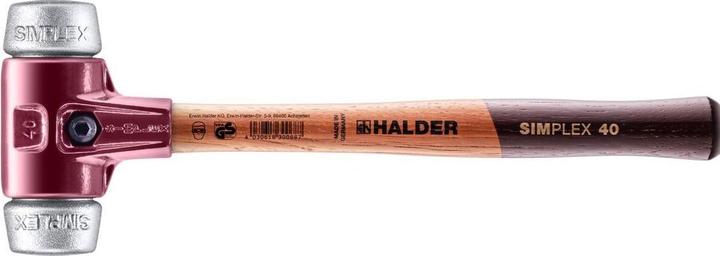 Actual product image Halder Soft faced hammer SIMPLEX length 330 mm head dm 40 mm hard wood soft metal silver (750 g)