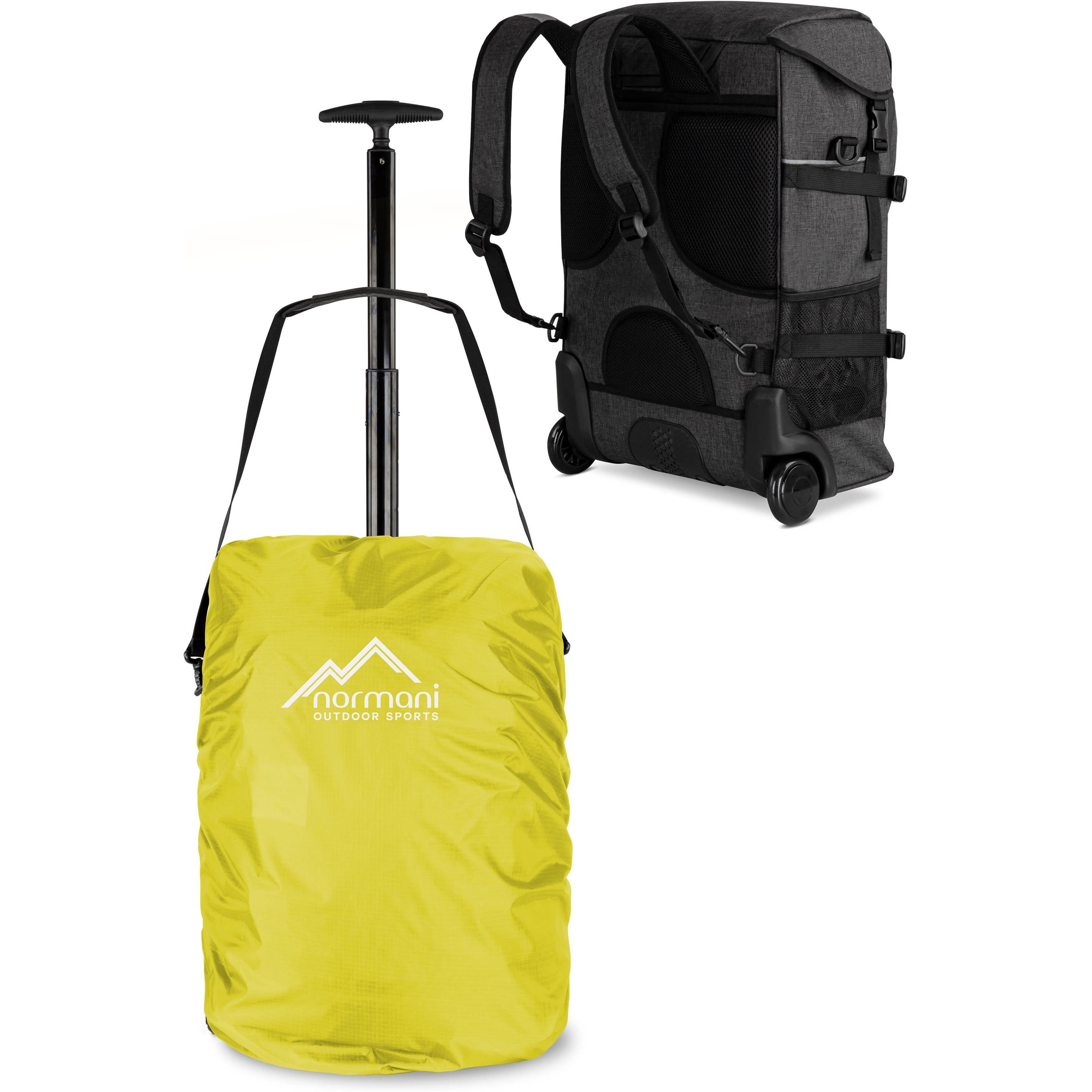 Normani, Koffer, Rucksack mit Trolleyfunktion 37 L und Regenüberzug, Gelb, (37 l, Handgepäck (bis 50l))