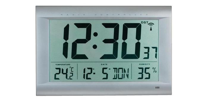 Peweta Digitale radiogestuurde wandklok DCF77 zilver