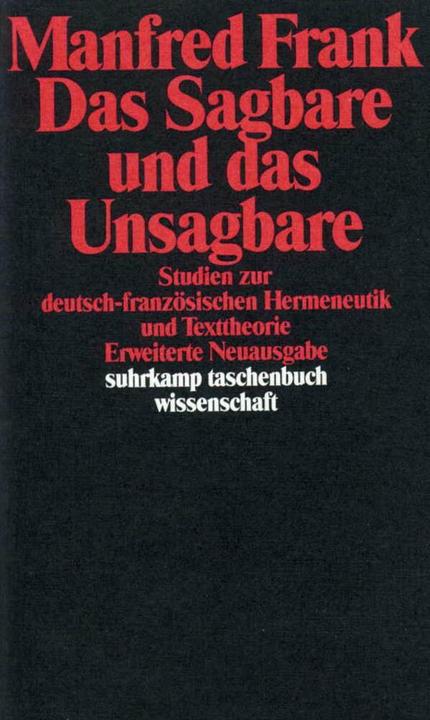 Produktbild Das Sagbare und das Unsagbare (Deutsch, Manfred Frank, 2000)