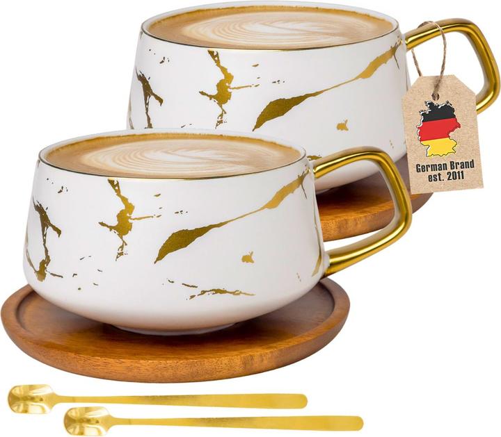 Produktbild Intirilife Teetasse mit Holz Untersetzer (200 ml, 2x)