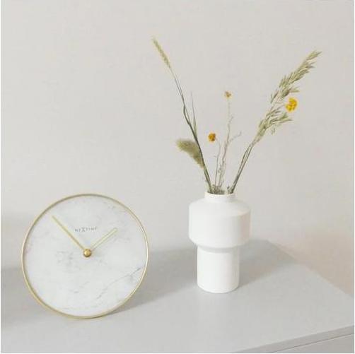 Actual product image Nextime Table Clock Marble Ø 20 cm White (20 cm)