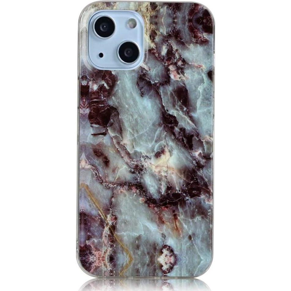 Thumbnail - Cover-Discount iPhone 14 Plus - Silikon Gummi Case Cyan Marble (Apple iPhone 14 Plus), Smartphone Hülle, Blau