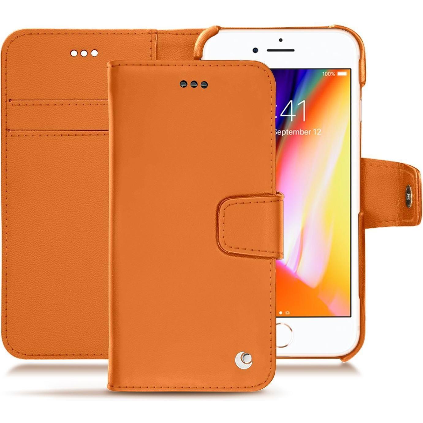 Noreve Lederschutzhülle Wallet (Apple iPhone 8), Smartphone Hülle, Orange