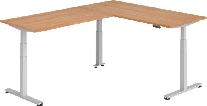 Produktbild Hammerbacher Sitz-Steh-Winkeltisch 180x240cm Nussb./Silber