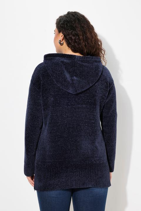 Produktbild Ulla Popken Chenille-Hoodie, Kapuze, Kordel, Langarm (50, 52)