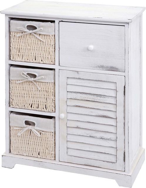 Produktbild Mendler Kommode HWC-H21, Schrank Schubladenkommode, Massiv-Holz Korb-Schublade 80x60x30cm - shabby weiss (80 x 60 x 30 cm)
