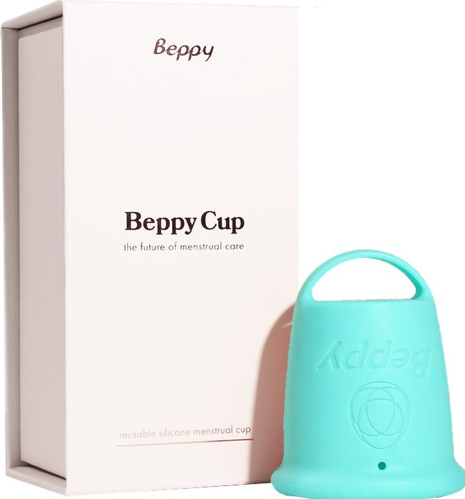 Beppy «Cup» Türkis Menstruationstasse aus Silikon, latexfrei, mit Entnahmeschlaufe