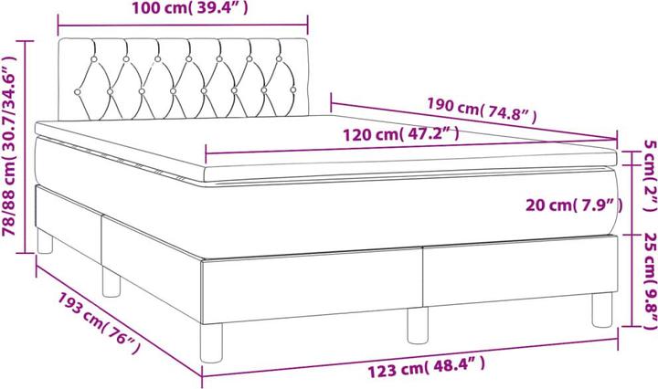 Immagine prodotto vidaXL Boxspringbett (120 x 190 cm)