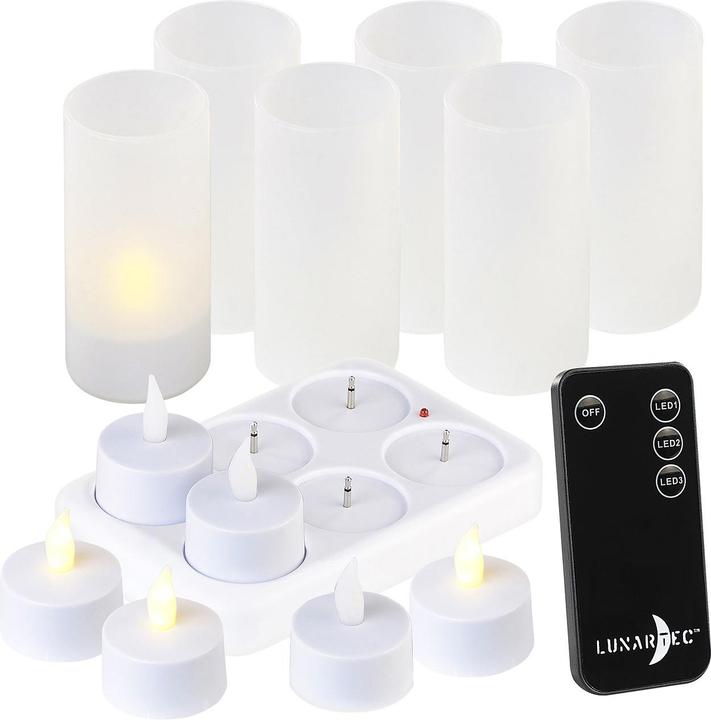 Immagine prodotto Lunartec Tealights LED a batteria con stazione di ricarica (6 x)