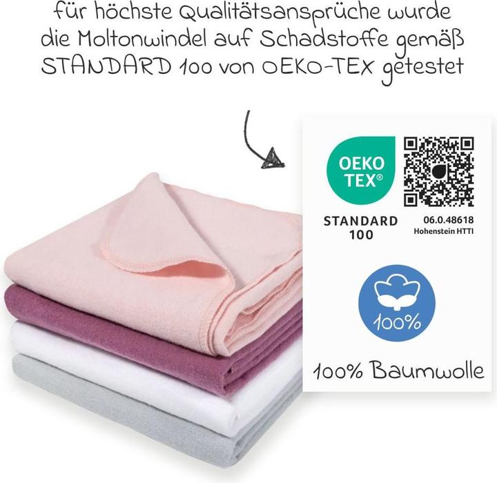 Actual product image Makian Molton cloths Molton cloth / Molton nappy 4-pack 80 x 80 cm - Orchid (80 cm, 80 cm)