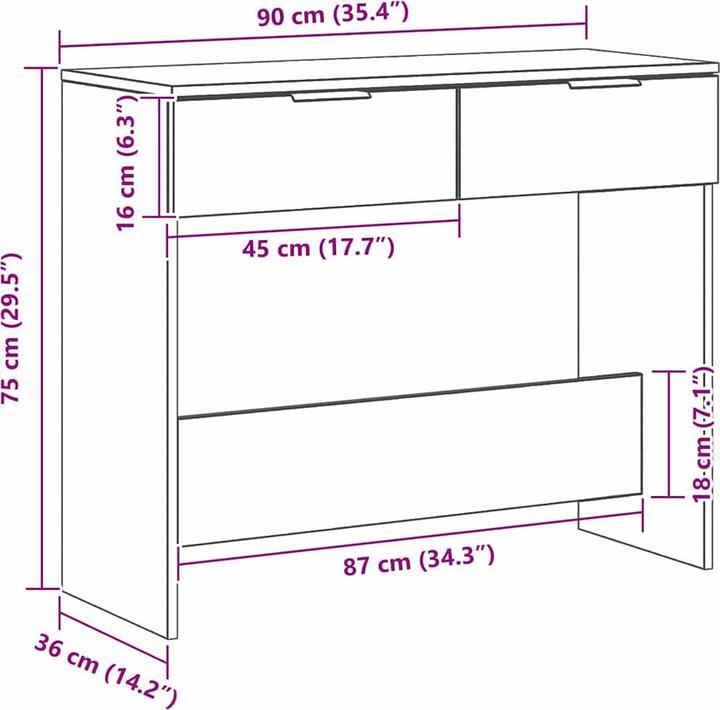 Produktbild vidaXL Konsolentisch (30 x 36 x 75 cm)