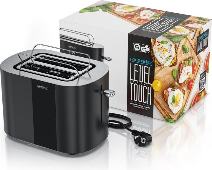 Produktbild Arendo Toaster Edelstahl 2 Scheiben Kurzschlitz, Touch Display, Bräunungsgrad & Restzeitanzeige, 800 W