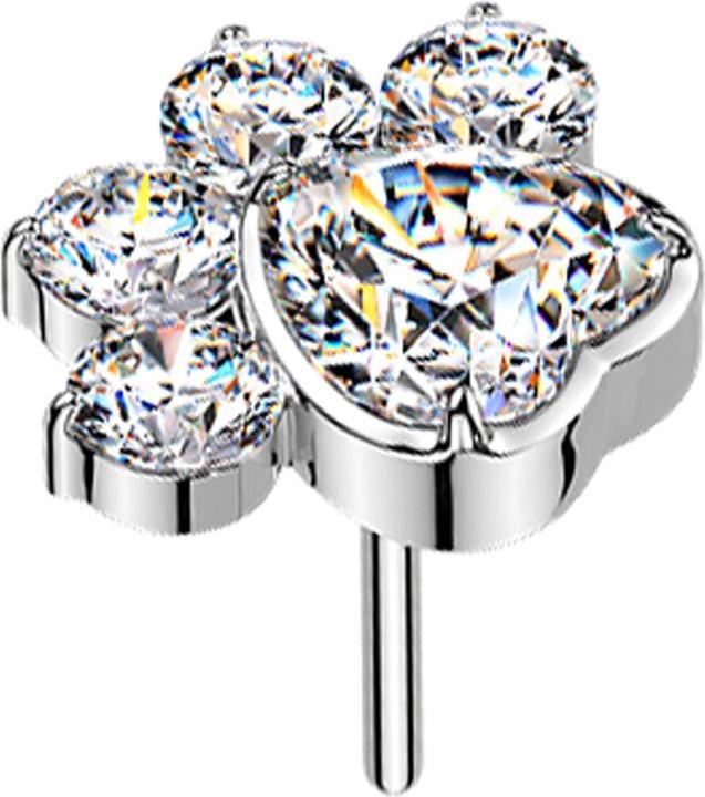 Image du produit Star Piercing Threadless Pfote silber Kristalle silber (sans laiton, Titane)