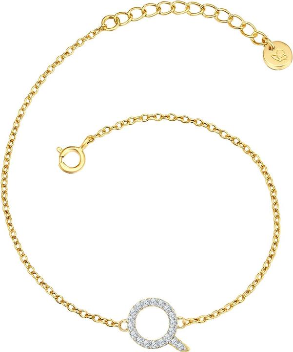 Image du produit Glanzstücke München Femme lettre Q argent sterling zirconium or jaune 17,0 cm longueur de base + 3,0 cm extension - (17 cm, Argent Sterling)