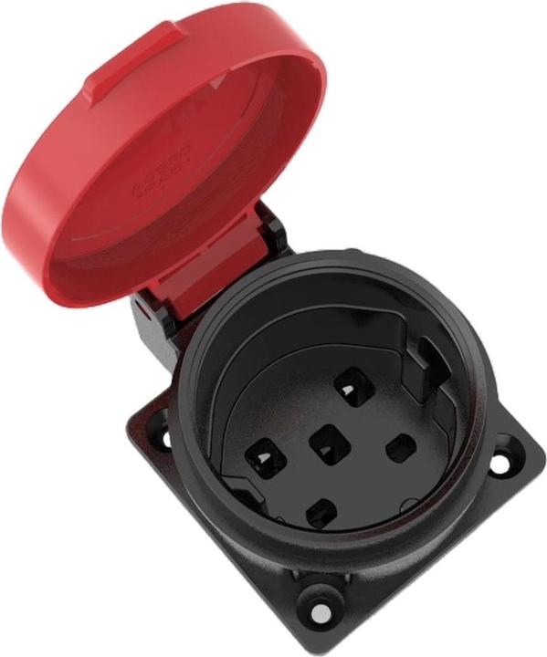 Actual product image Elbro EB socket outlet T25 IP55 16 A 400 VAC IK08 black/red S+ incl. seal