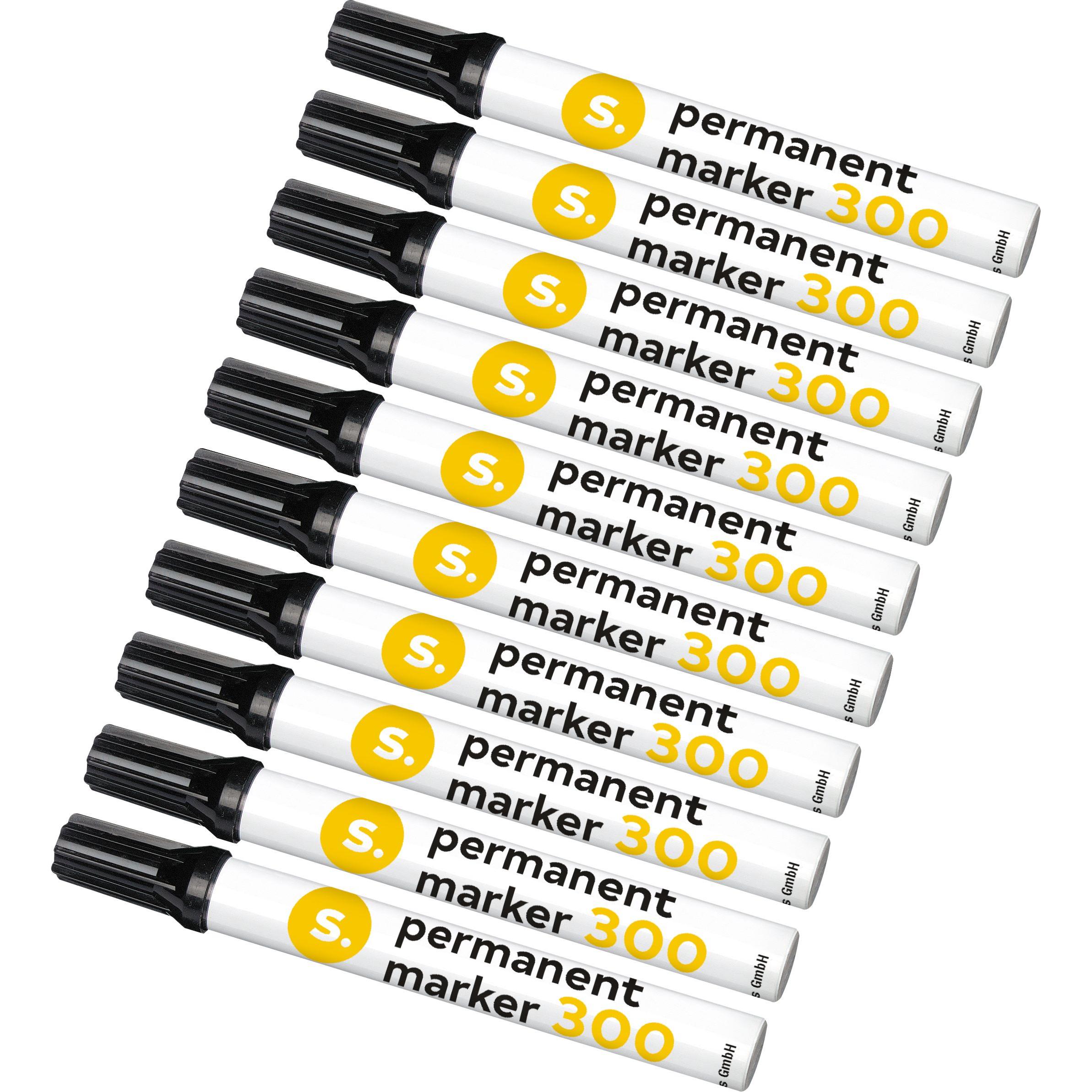 10x 0, Marker, Permanentmarker 300 (Schwarz, 3 mm, 10 x)