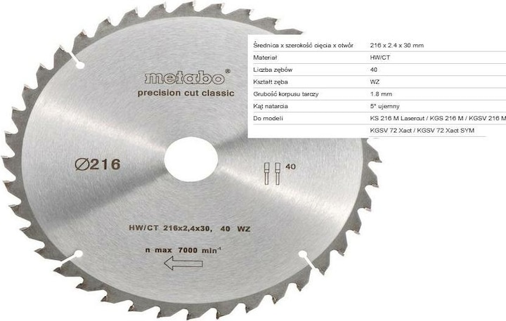 Image du produit Metabo lame de scie circulaire HW/CT