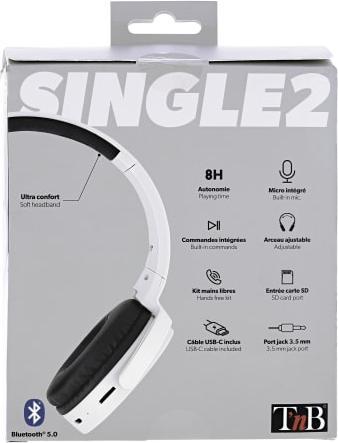 Actual product image T'nB TNB Casque bluetooth Single 2 Gris (No noise cancellation, 8 h, Wireless)