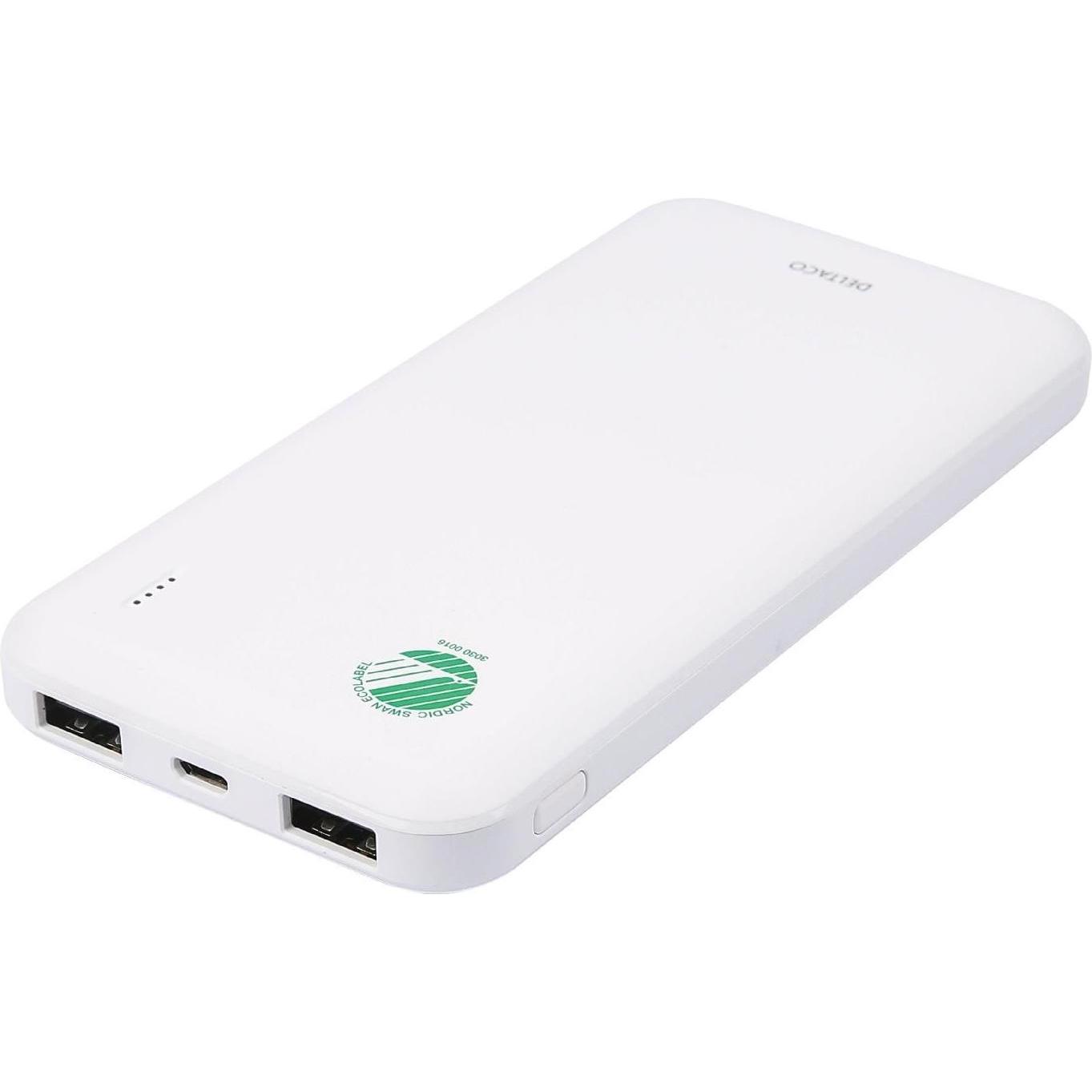 Deltaco PB-S1000 (10000 mAh, 10.50 W, 37 Wh), Powerbank, Weiss