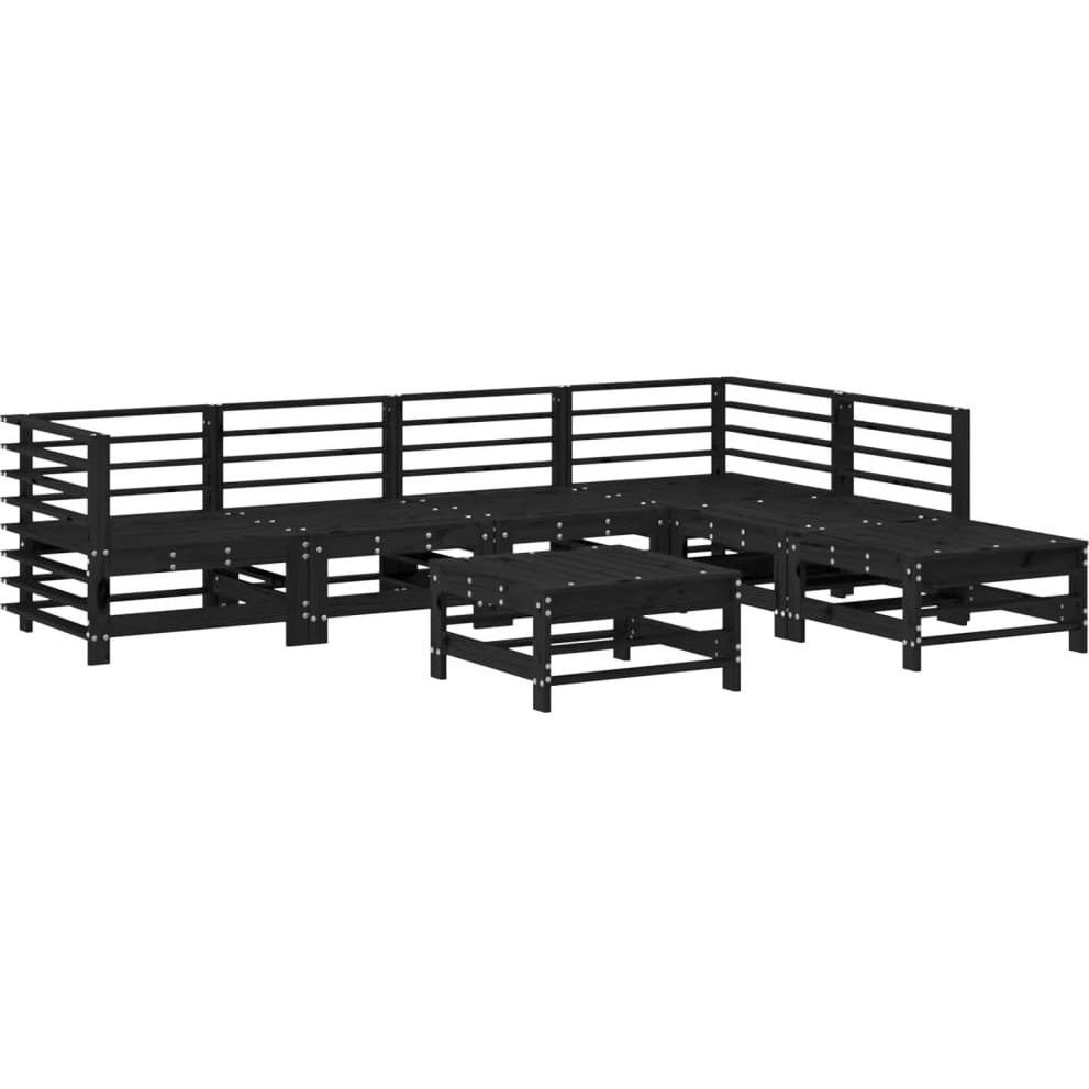 VidaXL, Gartenlounge, 7-tlg. Garten-Lounge-Set Schwarz Massivholz Kiefer,Farbe