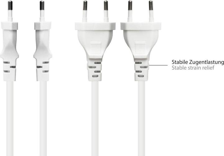 Actual product image Varia Euro mains cable Euro plug type C to C7Euro 8 socket, white, 0.75mm, 0.75m (0.75 m)