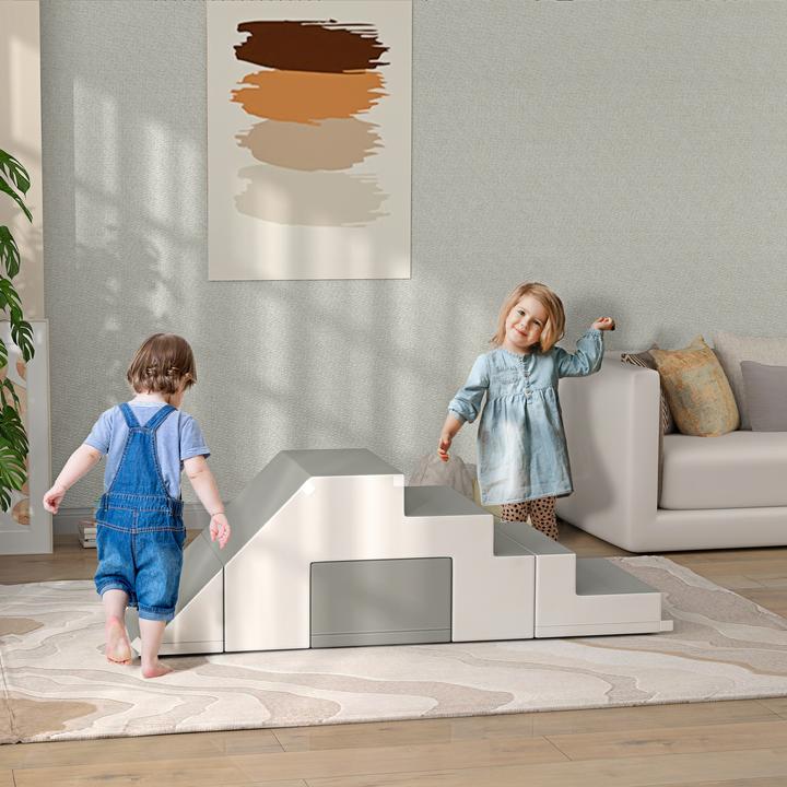 Actual product image Homcom Kinder-Softplay-Set Kunstleder, Schaumstoff Grau