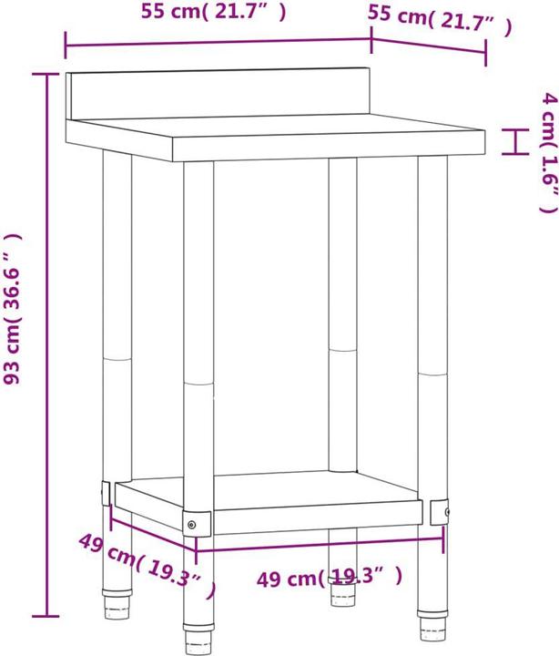 Image du produit vidaXL Küchentisch (55 cm, 55 cm)