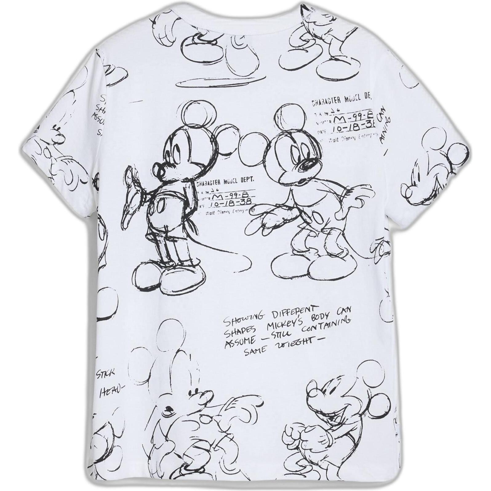 Desigual Donna Bianco Donne, Maglietta, Mickey Sketch, (Xs)
