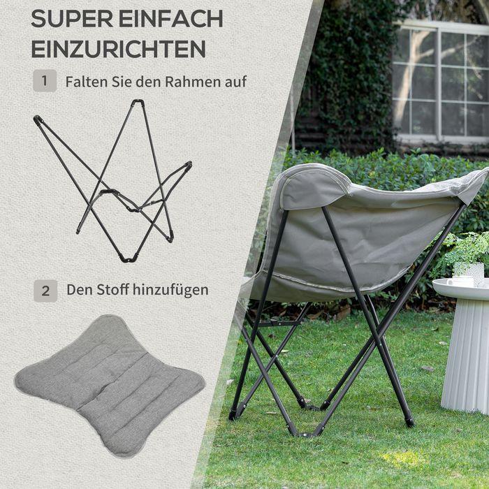 Actual product image Swisshandel24 Camping chair portable foldable, max. load 120 kg grey+ white 88 x 74 x 84 cm