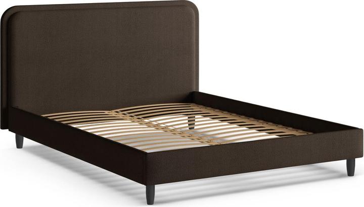 Actual product image Micadoni Boucle Storage Bed with Headboard, "Aveline", Brown, 214x155x117 Made in Europe (140 x 200 cm)