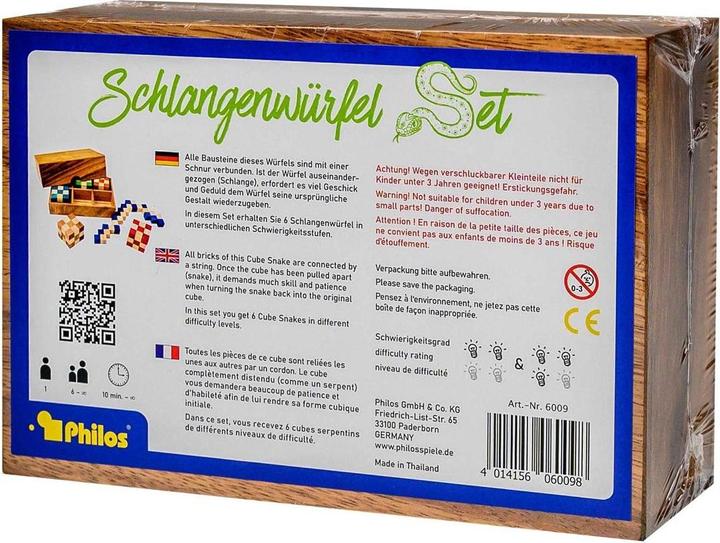 Immagine prodotto Philos Set di dadi a serpente in scatola di legno Pezzo (Tedesco, Francese, Italiano, Inglese)
