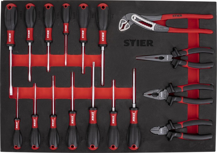 Actual product image Stier Screwdriver & pliers set 17-piece set in soft foam insert (EVA) (17 x)